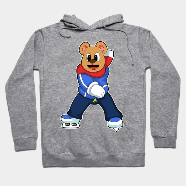 Bear at Ice skating with Ice skates Hoodie by Markus Schnabel